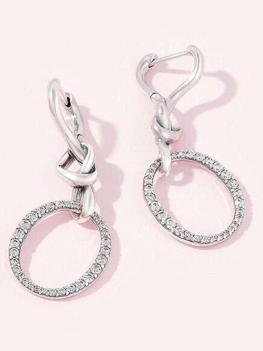 Pandora Silver Pavé Circle Dangle Earrings